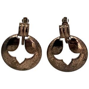 Bronze Clip-On Earrings Cut-Out Design 1.25" x 1"